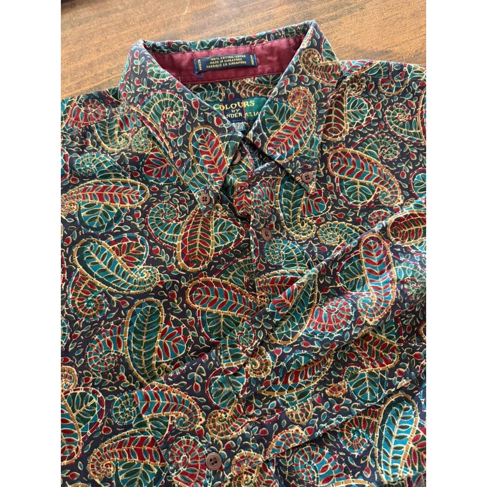 Vintage Colours By Alexander Julian Shirt Mens Medium Paisley Long Sleeve Cotton